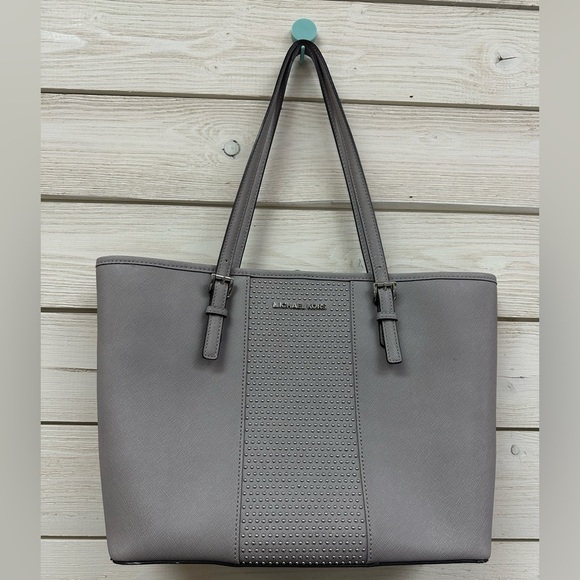 Michael Kors Grey Studded Saffiano Leather Tote - Picture 2 of 7